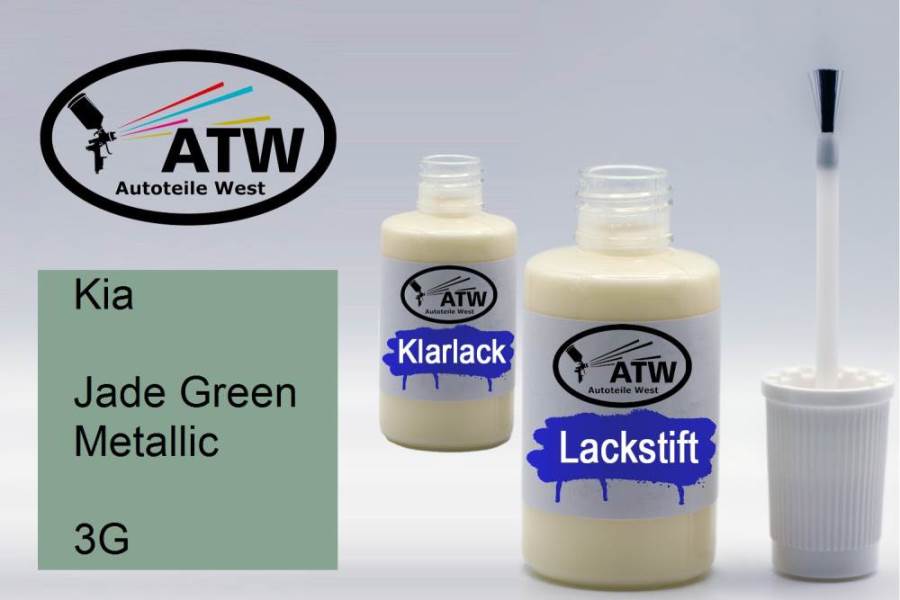 Kia, Jade Green Metallic, 3G: 20ml Lackstift + 20ml Klarlack - Set, von ATW Autoteile West.